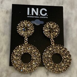 I.N.C. Gold & Black Crystal Circle Drop Earrings